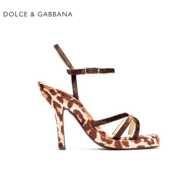 Dolce & Gabbana velvet print Strappy Sandals Size 40